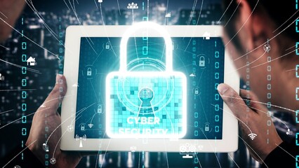 Poster - cyber security encryption technology to protect data privacy conceptual . 3d render computer graphic