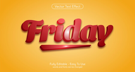 Three dimension text Friday, editable style effect template