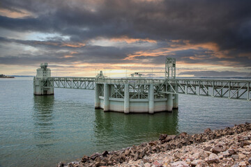 kingsley dam, lake mcconaughy overflow structure on the north platte river near ogallala, nebraska