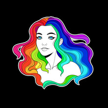 Beautiful Girl With Rainbow Hair