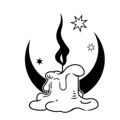 Wall Mural - burning candle on a black crescent background