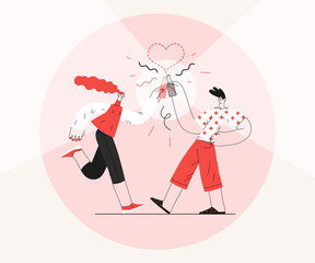 Wall Mural - Startup illustration. Flat line vector modern concept illustration of young woman, startup metaphor. Concept of building new business, planning and strategy, teamwork and management, company processes