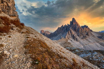 Wall Mural - Beautiful landscape of mountains during sunset
