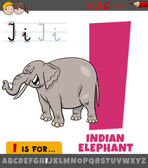 Wall Mural - letter I from alphabet with cartoon Indian elephant character