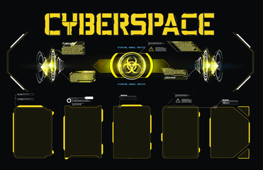 Aufkleber - HUD interface screen design. Abstract style on blue background. Abstract vector background. Abstract technology communication design innovation concept background.