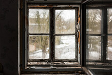 Old Wooden Window, Photographed From The Inside
