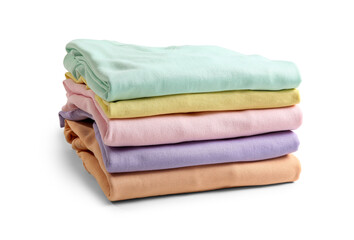 Poster - Stack of colorful clothes on white background