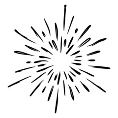 Wall Mural - starburst, sunburst hand drawn. design element fireworks black rays. comic explosion effect. radiati