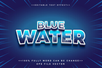 Poster - editable blue water text effect.perfect for travel tools promotional marketing.logo text.typhography logo