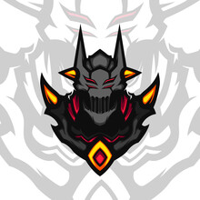 Golden Horned Dark Lord Gaming Avatar Vector Mascot