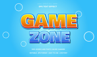 Wall Mural - 3d style cartoon zone game text effect on blue background