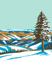 WPA Poster Art Of Beaver Creek Ski Resort Near Avon, Colorado, United States USA Done In Works Project Administration Style Or Federal Art Project Style.
