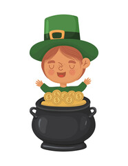 Wall Mural - leprechaun with golden pot