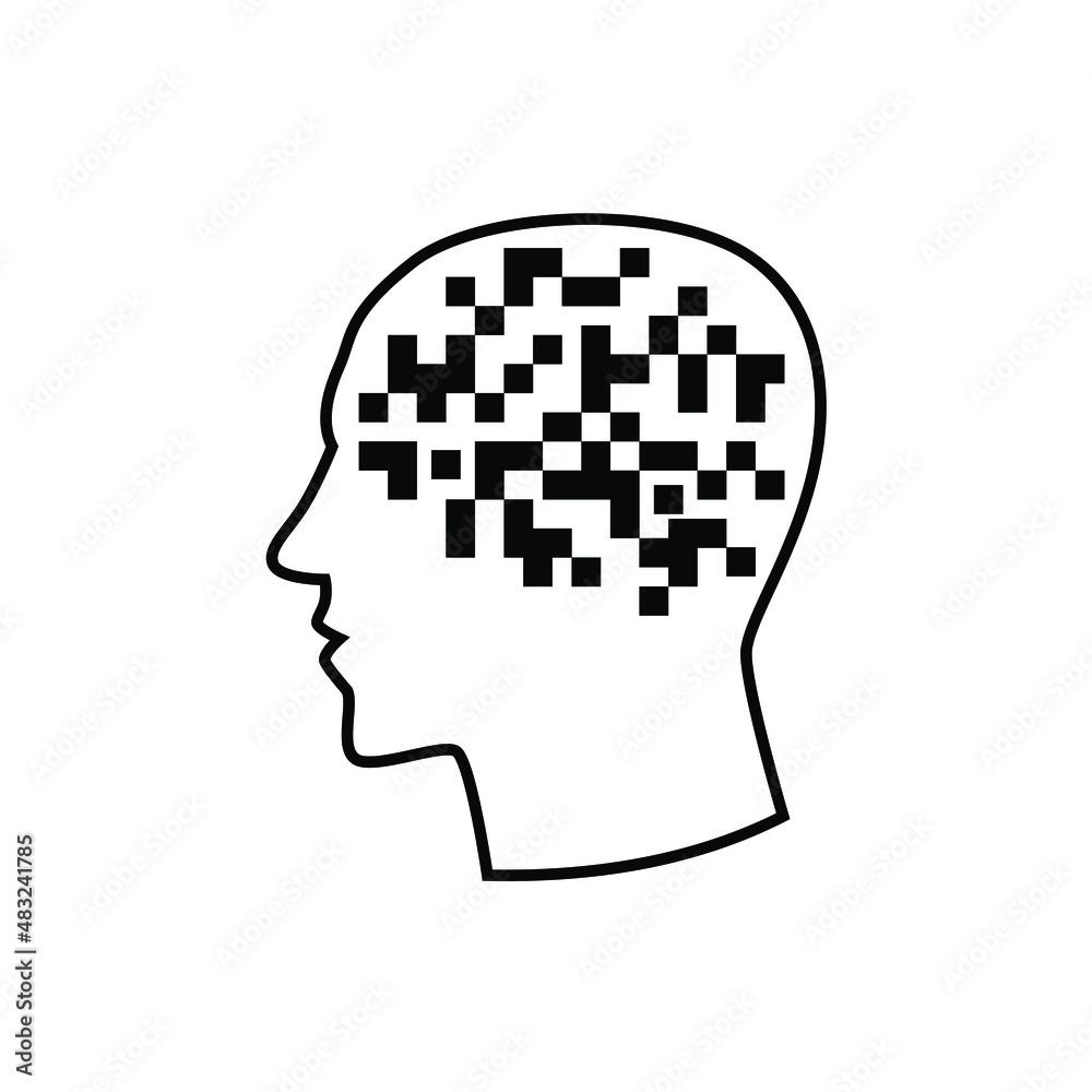 Profile of a human head with a digital code. The concept of a digital ...