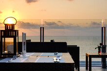 Sundown, Sunset Sea View Rooftop Bar And Restaurant Dining, Pattaya Beach. Thailand.