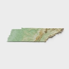 Wall Mural - Tennessee Topographic Relief Map  - 3D Render