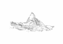 Mountain Matterhorn. Symbol Of Switzerland. Europe. Beautiful Landscape. Hand Drawn Sketch Vector Illustration