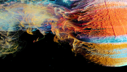 Wall Mural - Colorful ink in water abstract.