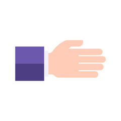 Poster - Business male palm pointer direction or important quick tips vector flat illustration