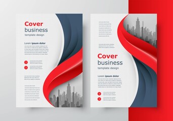 Wall Mural - Flyer Blue curves waves brochure design template business cover