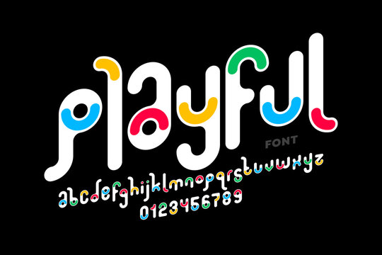 Playful style font design, alphabet letters and numbers vector illustration
