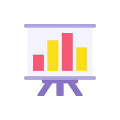 Poster - Business presentation board with graphs vector flat illustration. Flip chart with growing graph