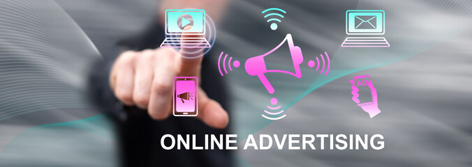 Poster - Man touching an online advertising concept