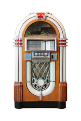 Retro jukebox radio isolated on white background with clipping path