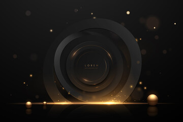 Wall Mural - abstract black and gold rings background
