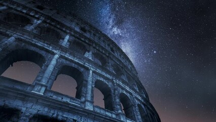 Wall Mural - timelapse of colosseum in rome at night, italy.