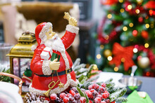 Colorful Christmas Souvenirs, Decorative Figurines Of Santa Claus, Dishes