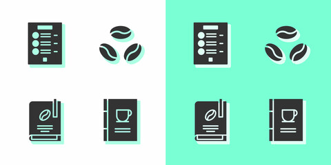 Sticker - Set Coffee book, menu, and beans icon. Vector