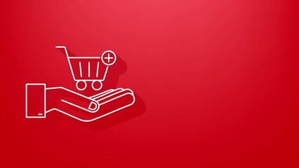 Poster - Add to cart Shadow icon with hands. Shopping Cart icon. motion graphic