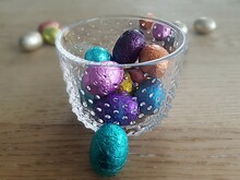  View Of Multi Colored Easter Candies On Table