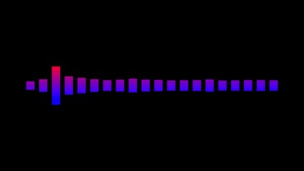 Poster - Animation sound equalizer on black background. Sound wave lines. EQ Bar Waveform. Video 4k