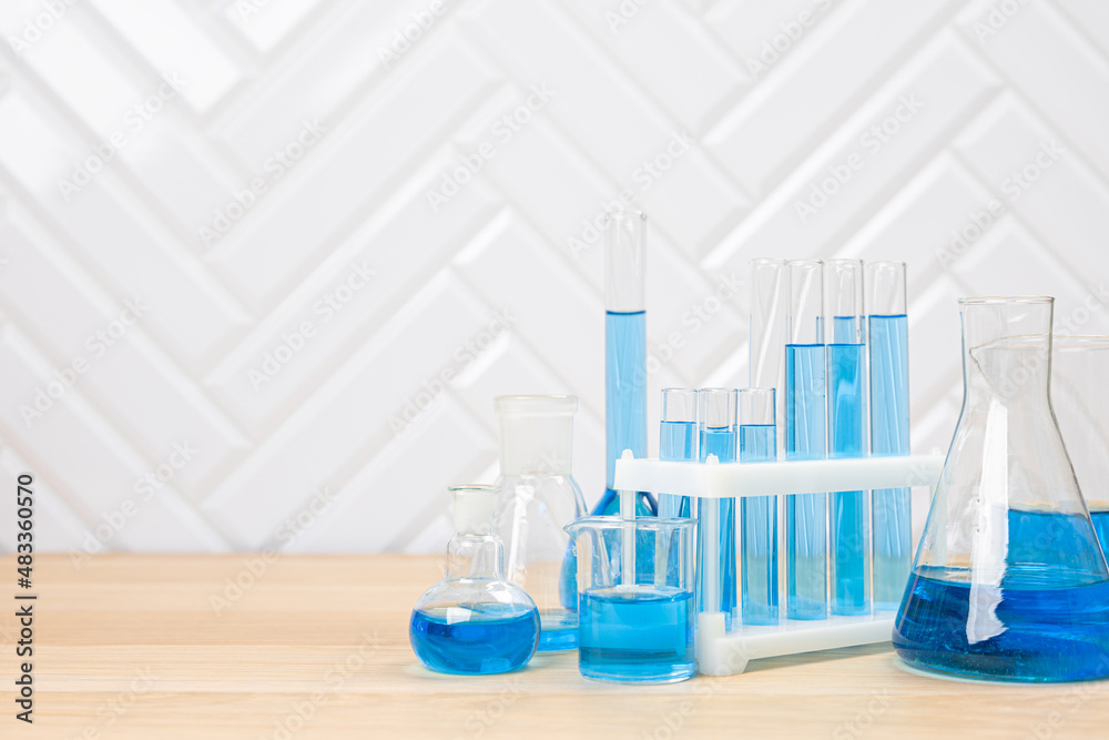 Science Measuring Dishes Laboratory glassware with test tubes. flasks, dropper, petri dishes ...