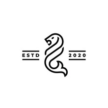 Outline Lion Fishtail Logo Concept. Vector Illustration