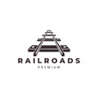 railroad tracks train logo vector icon symbol illustration design template