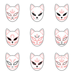 Japan devil fox mask, japan kitsune mask, Japan mask, oni mask, devil Japan mask, oni, mask, fox, kitsune, tattoo vector illustration