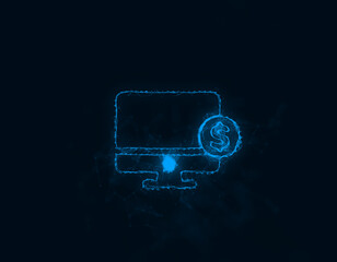 Poster - Computer monitor with dollar icon with plexus effect. Connected lines with dots. Illustration