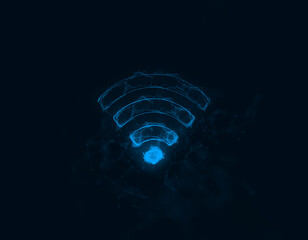 Leinwandbilder - Wi-Fi icon with plexus effect. Connected lines with dots. Illustration