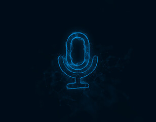 Aufkleber - Microphone icon with plexus effect. Connected lines with dots. Illustration