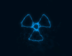 Poster - Radioactive symbol icon with plexus effect. Connected lines with dots. Illustration