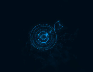Poster - Target with arrow icon with plexus effect. Connected lines with dots. Illustration