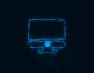 Poster - Computer monitor icon with plexus effect. Connected lines with dots. Illustration