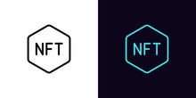 Outline NFT icon, with editable stroke. Linear nft sign, non-fungible token pictogram