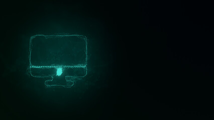 Leinwandbilder - Computer monitor icon with plexus art effect. Connected lines with dots. Illustration