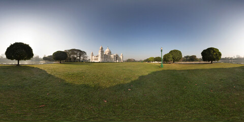 Spherical panorama 360 degrees in an equidistant projection - a panorama of the Queen Victoria Memorial in Kolkata