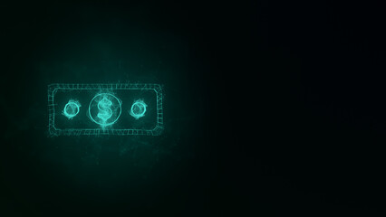 Fototapete - Banknote dollar icon with plexus effect. Connected lines with dots. Illustration