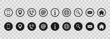 Contact Us Icon Set. Collection Of Website Icon. Vector Illustration. Black Icons ,isolated On Transparent Background